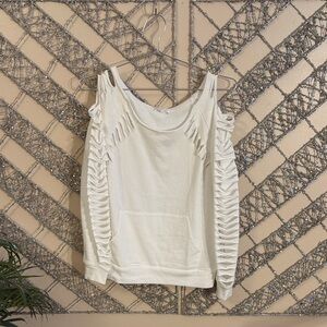 VENUS White Cutout Sleeve Sweatshirt